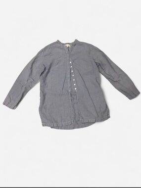 J.Jill Coastal gray 100% linen button-up blouse in XS